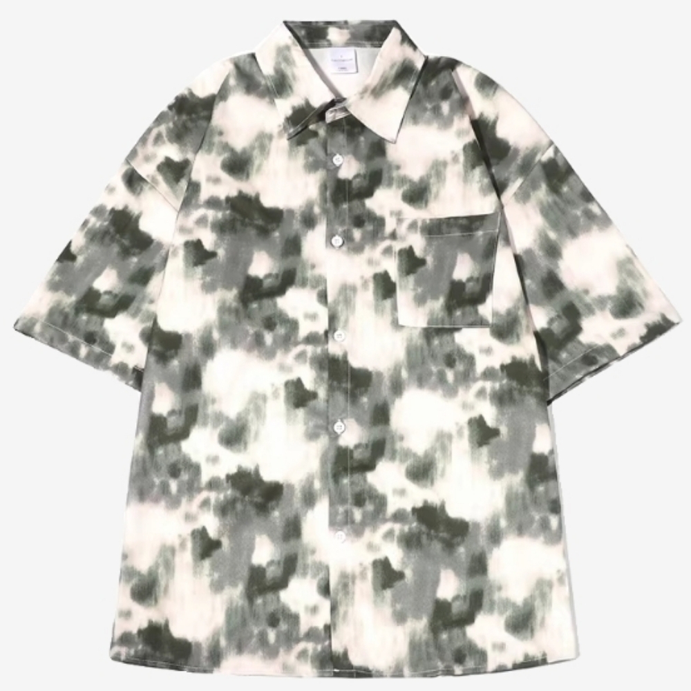 Green Tie Dye Abstract Print Shirt